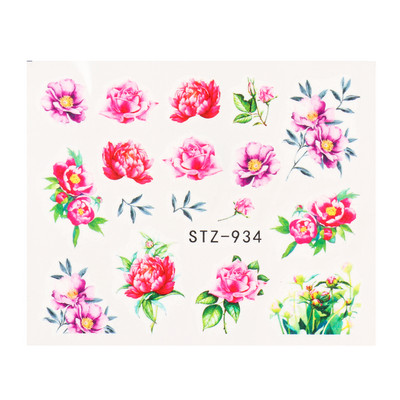 1db Flower Series Nail Water Matrica Virágos Sakura Daisy Rose Leaf Transfer Slider Fólia Köröm Dekoráció SASTZ922-957-1