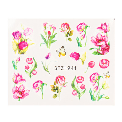 1db Flower Series Nail Water Matrica Virágos Sakura Daisy Rose Leaf Transfer Slider Fólia Köröm Dekoráció SASTZ922-957-1