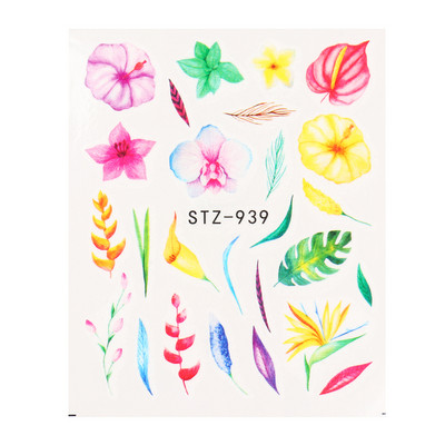 1db Flower Series Nail Water Matrica Virágos Sakura Daisy Rose Leaf Transfer Slider Fólia Köröm Dekoráció SASTZ922-957-1