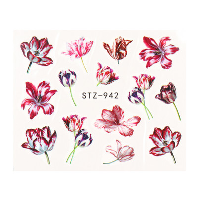 1db Flower Series Nail Water Matrica Virágos Sakura Daisy Rose Leaf Transfer Slider Fólia Köröm Dekoráció SASTZ922-957-1