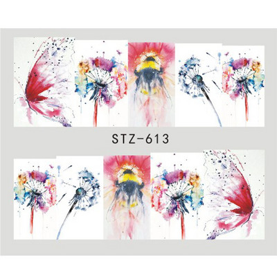 1db Flower Series Nail Water Matrica Virágos Sakura Daisy Rose Leaf Transfer Slider Fólia Köröm Dekoráció SASTZ922-957-1