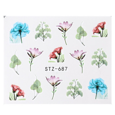 1db Flower Series Nail Water Matrica Virágos Sakura Daisy Rose Leaf Transfer Slider Fólia Köröm Dekoráció SASTZ922-957-1