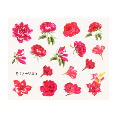 1db Flower Series Nail Water Matrica Virágos Sakura Daisy Rose Leaf Transfer Slider Fólia Köröm Dekoráció SASTZ922-957-1