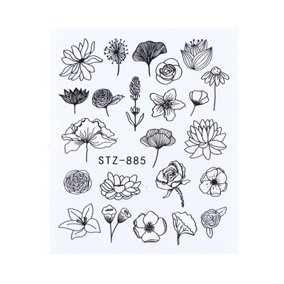 1db Flower Series Nail Water Matrica Virágos Sakura Daisy Rose Leaf Transfer Slider Fólia Köröm Dekoráció SASTZ922-957-1