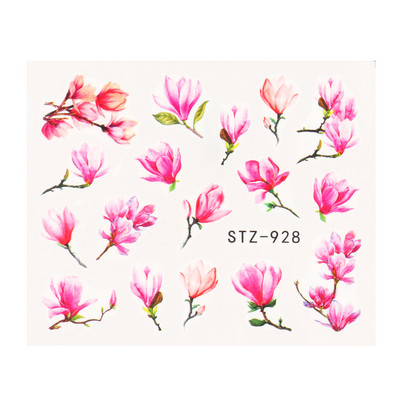 1db Flower Series Nail Water Matrica Virágos Sakura Daisy Rose Leaf Transfer Slider Fólia Köröm Dekoráció SASTZ922-957-1