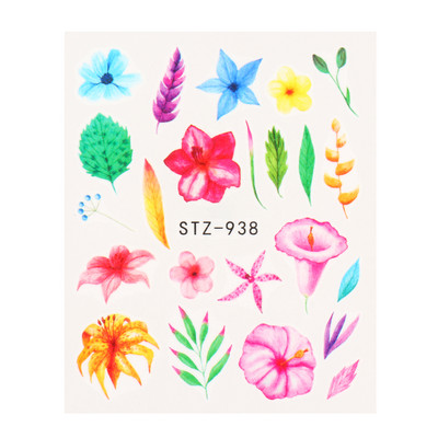 1db Flower Series Nail Water Matrica Virágos Sakura Daisy Rose Leaf Transfer Slider Fólia Köröm Dekoráció SASTZ922-957-1