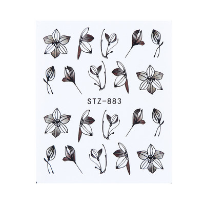 1db Flower Series Nail Water Matrica Virágos Sakura Daisy Rose Leaf Transfer Slider Fólia Köröm Dekoráció SASTZ922-957-1