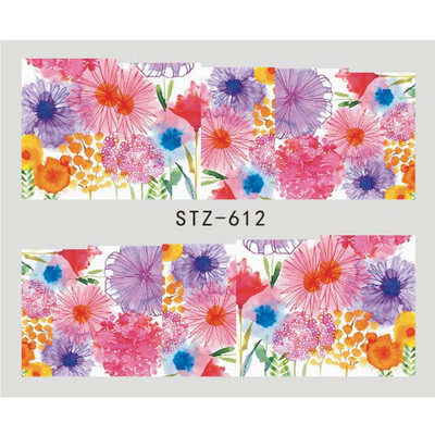 1db Flower Series Nail Water Matrica Virágos Sakura Daisy Rose Leaf Transfer Slider Fólia Köröm Dekoráció SASTZ922-957-1