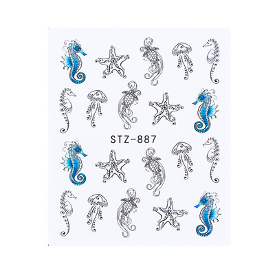 1db Flower Series Nail Water Matrica Virágos Sakura Daisy Rose Leaf Transfer Slider Fólia Köröm Dekoráció SASTZ922-957-1