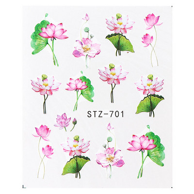 1db Flower Series Nail Water Matrica Virágos Sakura Daisy Rose Leaf Transfer Slider Fólia Köröm Dekoráció SASTZ922-957-1