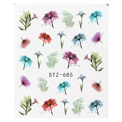 1db Flower Series Nail Water Matrica Virágos Sakura Daisy Rose Leaf Transfer Slider Fólia Köröm Dekoráció SASTZ922-957-1