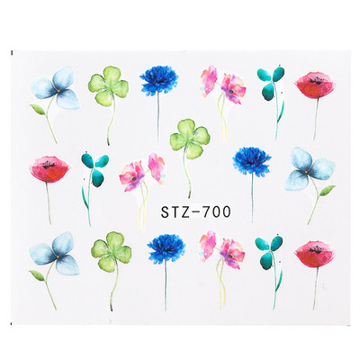 1db Flower Series Nail Water Matrica Virágos Sakura Daisy Rose Leaf Transfer Slider Fólia Köröm Dekoráció SASTZ922-957-1