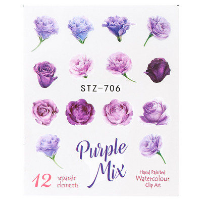 1db Flower Series Nail Water Matrica Virágos Sakura Daisy Rose Leaf Transfer Slider Fólia Köröm Dekoráció SASTZ922-957-1