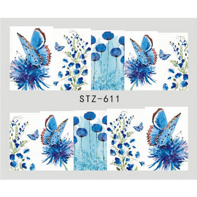 1db Flower Series Nail Water Matrica Virágos Sakura Daisy Rose Leaf Transfer Slider Fólia Köröm Dekoráció SASTZ922-957-1