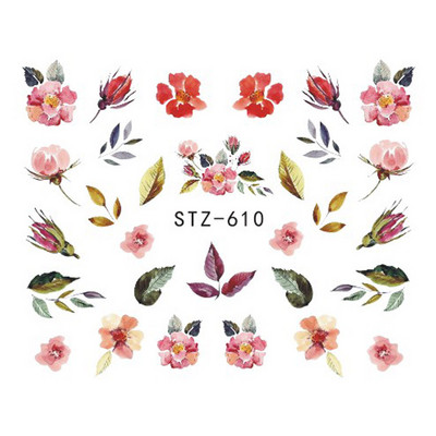 1db Flower Series Nail Water Matrica Virágos Sakura Daisy Rose Leaf Transfer Slider Fólia Köröm Dekoráció SASTZ922-957-1