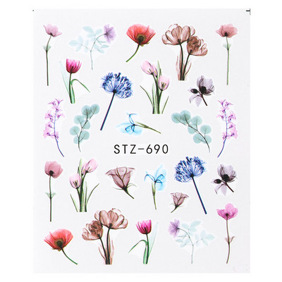 1db Flower Series Nail Water Matrica Virágos Sakura Daisy Rose Leaf Transfer Slider Fólia Köröm Dekoráció SASTZ922-957-1