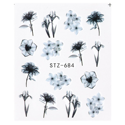 1db Flower Series Nail Water Matrica Virágos Sakura Daisy Rose Leaf Transfer Slider Fólia Köröm Dekoráció SASTZ922-957-1