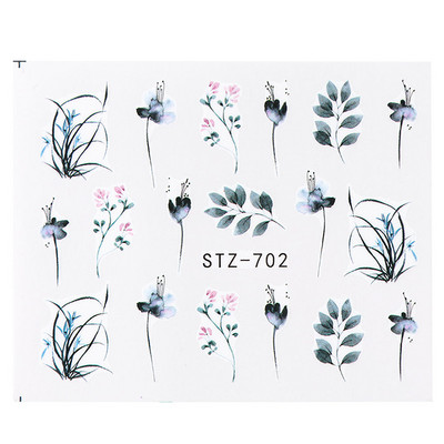 1db Flower Series Nail Water Matrica Virágos Sakura Daisy Rose Leaf Transfer Slider Fólia Köröm Dekoráció SASTZ922-957-1