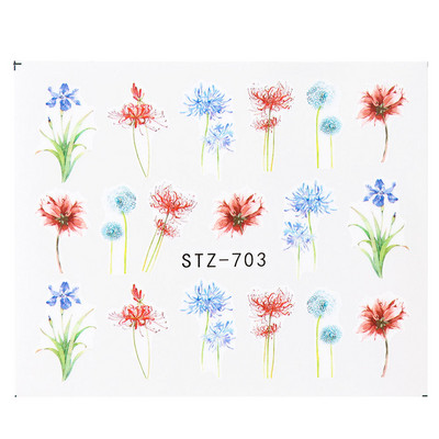 1db Flower Series Nail Water Matrica Virágos Sakura Daisy Rose Leaf Transfer Slider Fólia Köröm Dekoráció SASTZ922-957-1