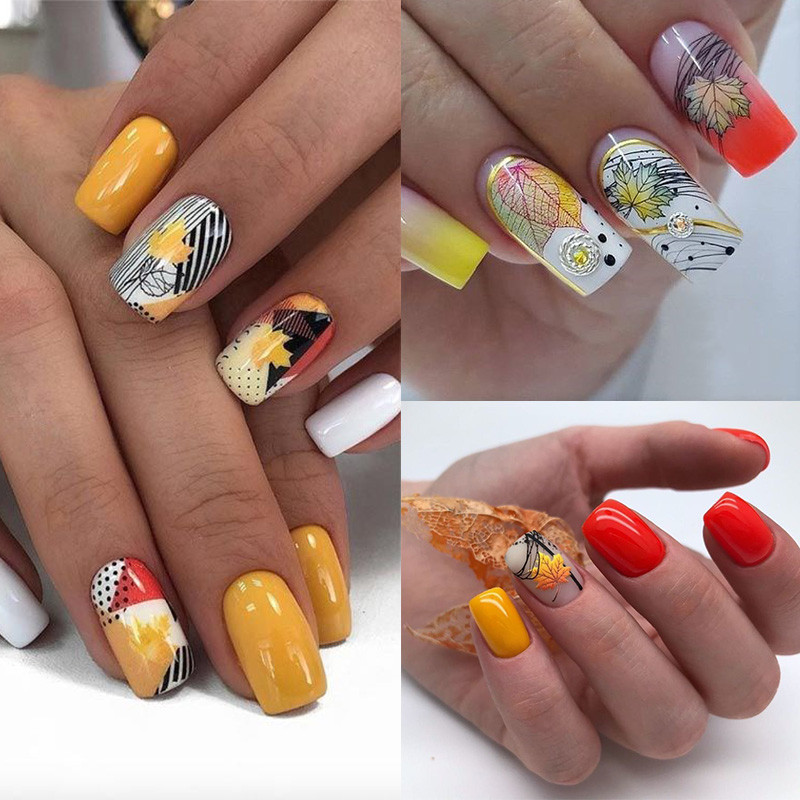 NICOLE NAPLÓ Őszi téma körömbélyegző lemez juhar levelek vonalak őszi design rozsdamentes acél felülnyomásos körömbélyegző sablonok