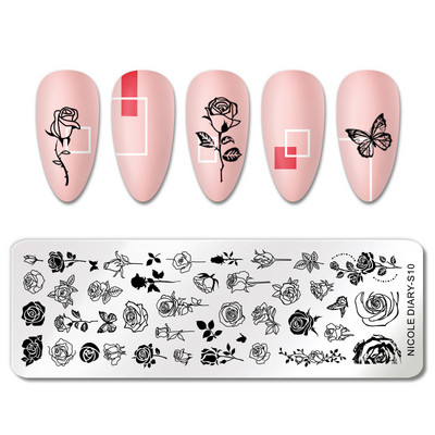 NICOLE NAPLÓ A kókuszlevelek hullanak Bélyegzőlemezek Tavaszi Nyári Körömnyomó lemezek Képfestés Körömdíszítő sablonok