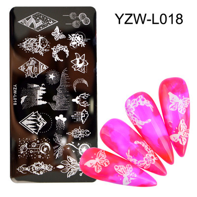 1db körömbélyegző lemezek levél virágok pillangó macska körömdíszítő bélyegsablonok stencilek design fényes manikűr