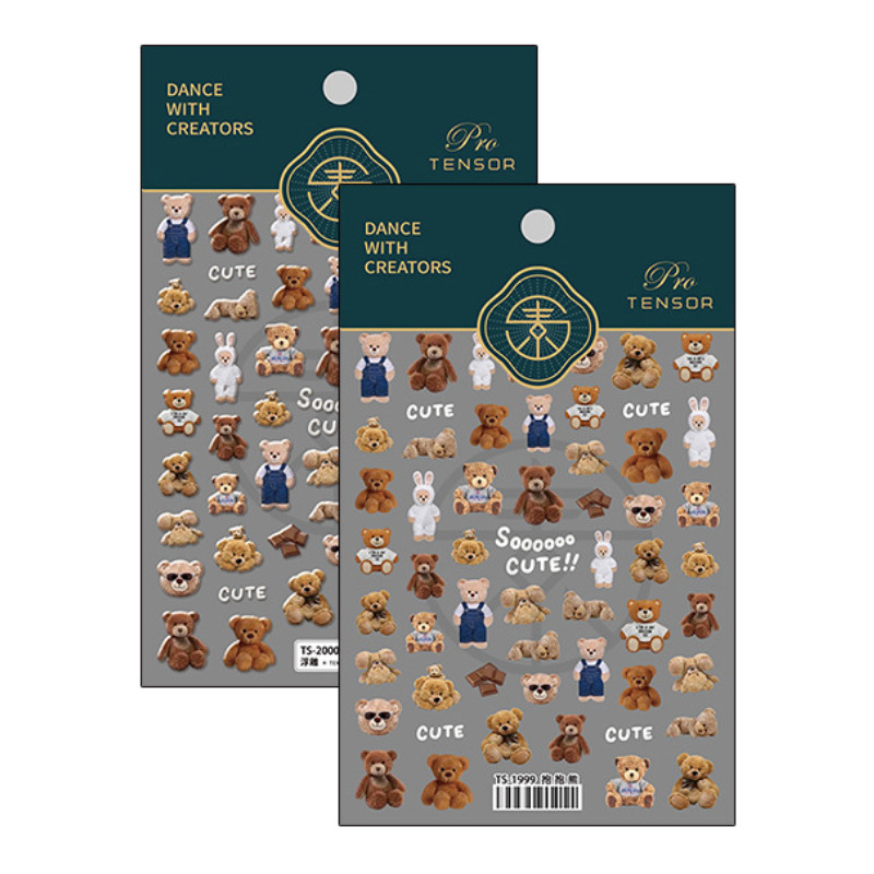 5D kis medve puha domborművek Öntapadó körömdíszítések matricák, szép 3D manikűr matricák nagykereskedés