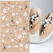 Fehér Virág 5D Dombornyomott köröm matrica akril tavaszi virágos cseresznyevirág mandarin újév esküvői manikűr dekoráció BE5D-K