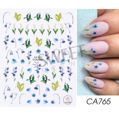 Fehér Virág 5D Dombornyomott köröm matrica akril tavaszi virágos cseresznyevirág mandarin újév esküvői manikűr dekoráció BE5D-K