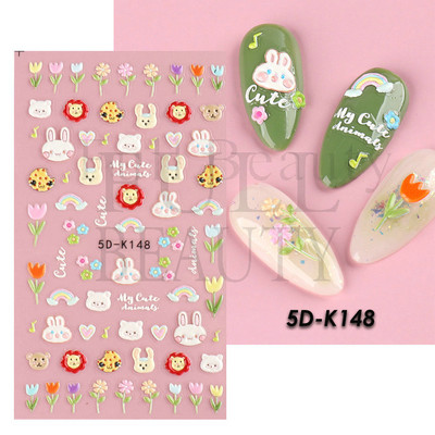 Fehér Virág 5D Dombornyomott köröm matrica akril tavaszi virágos cseresznyevirág mandarin újév esküvői manikűr dekoráció BE5D-K