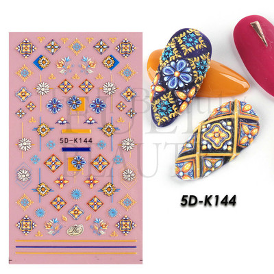 Fehér Virág 5D Dombornyomott köröm matrica akril tavaszi virágos cseresznyevirág mandarin újév esküvői manikűr dekoráció BE5D-K