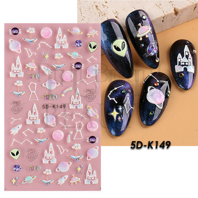 Fehér Virág 5D Dombornyomott köröm matrica akril tavaszi virágos cseresznyevirág mandarin újév esküvői manikűr dekoráció BE5D-K