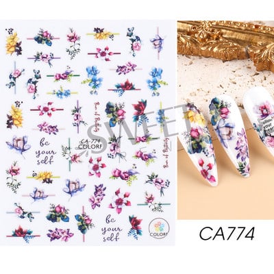 Fehér Virág 5D Dombornyomott köröm matrica akril tavaszi virágos cseresznyevirág mandarin újév esküvői manikűr dekoráció BE5D-K