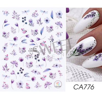 Fehér Virág 5D Dombornyomott köröm matrica akril tavaszi virágos cseresznyevirág mandarin újév esküvői manikűr dekoráció BE5D-K