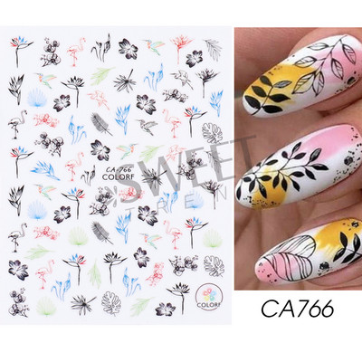 Fehér Virág 5D Dombornyomott köröm matrica akril tavaszi virágos cseresznyevirág mandarin újév esküvői manikűr dekoráció BE5D-K