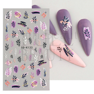 Fehér Virág 5D Dombornyomott köröm matrica akril tavaszi virágos cseresznyevirág mandarin újév esküvői manikűr dekoráció BE5D-K