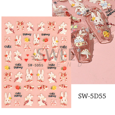 Fehér Virág 5D Dombornyomott köröm matrica akril tavaszi virágos cseresznyevirág mandarin újév esküvői manikűr dekoráció BE5D-K