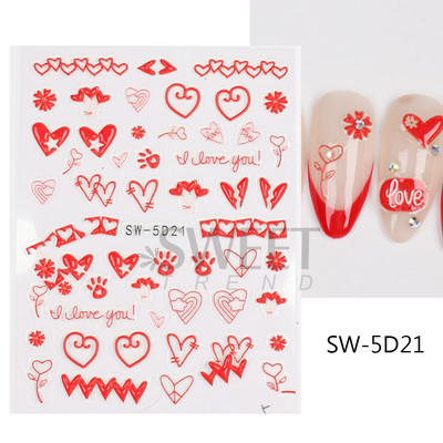 Fehér Virág 5D Dombornyomott köröm matrica akril tavaszi virágos cseresznyevirág mandarin újév esküvői manikűr dekoráció BE5D-K