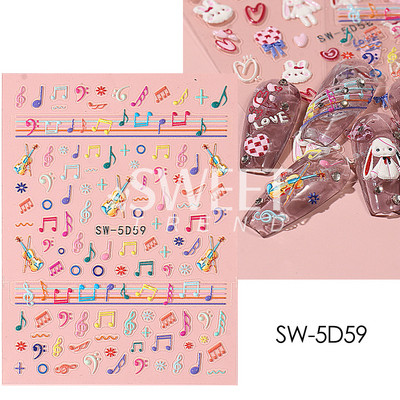 Fehér Virág 5D Dombornyomott köröm matrica akril tavaszi virágos cseresznyevirág mandarin újév esküvői manikűr dekoráció BE5D-K