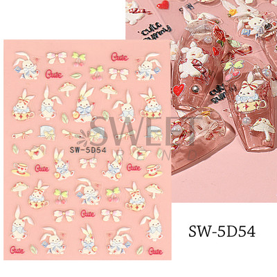 Fehér Virág 5D Dombornyomott köröm matrica akril tavaszi virágos cseresznyevirág mandarin újév esküvői manikűr dekoráció BE5D-K