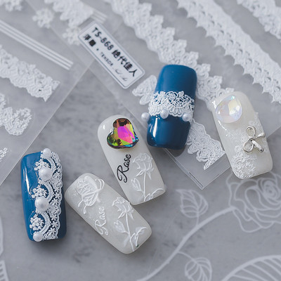 3D akril gravírozott körömmatrica téli pulóver bűbáj Desgin öntapadó körömátvivő csúszkák Pakolások manikűr fóliák DIY TS333