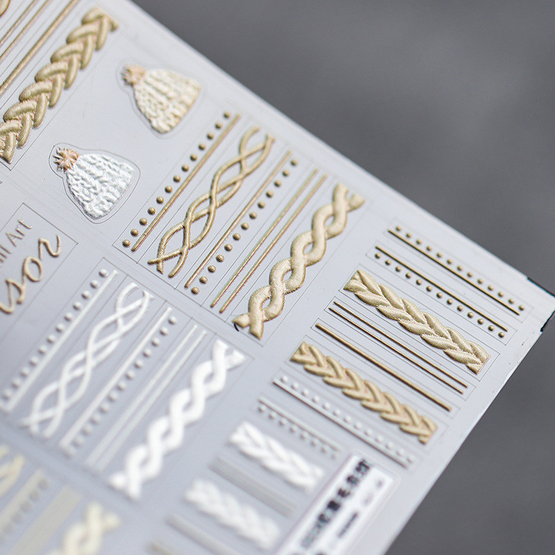 3D akril gravírozott körömmatrica téli pulóver bűbáj Desgin öntapadó körömátvivő csúszkák Pakolások manikűr fóliák DIY TS333