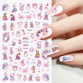 Ευτυχισμένο Πάσχα λαγουδάκι αυτοκόλλητα για νύχια 3D χαριτωμένο ρετρό σχέδιο κουνελιού κινούμενα σχέδια με αυτοκόλλητα ολισθαίνοντα ζωάκια Διακόσμηση για τα νύχια του Αγίου Βαλεντίνου