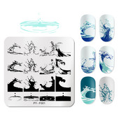 PICT YOU Πλάκες σφράγισης νυχιών Τετράγωνη επιτύπωση Wave Series Nail Art Image Stamp Στένσιλ από ανοξείδωτο χάλυβα Εργαλεία νυχιών F001