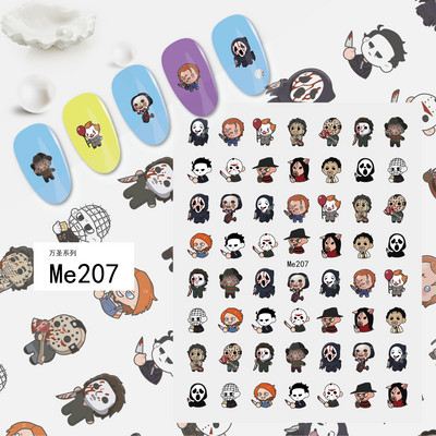 Αυτοκόλλητα νυχιών με 1 φύλλο Halloween Series Κλόουν Κολοκύθα Φανάρι Σκελετός Spider Vampire Αυτοκόλλητα νυχιών Sliders Διακοσμητικά Αξεσουάρ