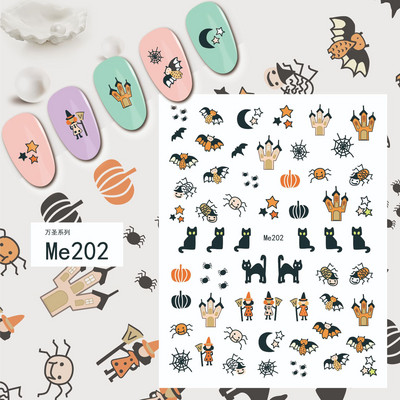Αυτοκόλλητα νυχιών με 1 φύλλο Halloween Series Κλόουν Κολοκύθα Φανάρι Σκελετός Spider Vampire Αυτοκόλλητα νυχιών Sliders Διακοσμητικά Αξεσουάρ