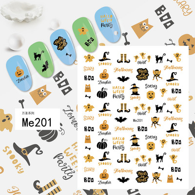 Αυτοκόλλητα νυχιών με 1 φύλλο Halloween Series Κλόουν Κολοκύθα Φανάρι Σκελετός Spider Vampire Αυτοκόλλητα νυχιών Sliders Διακοσμητικά Αξεσουάρ