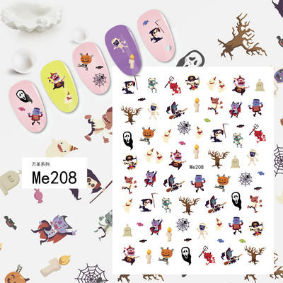 Αυτοκόλλητα νυχιών με 1 φύλλο Halloween Series Κλόουν Κολοκύθα Φανάρι Σκελετός Spider Vampire Αυτοκόλλητα νυχιών Sliders Διακοσμητικά Αξεσουάρ