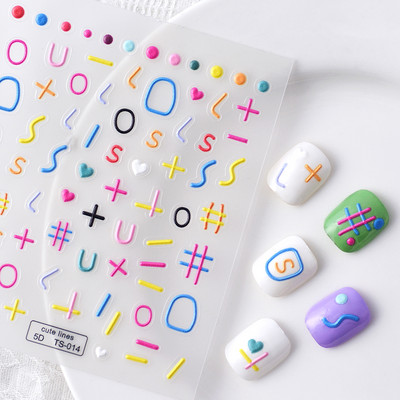 Accept Mix Designs Αυτοκόλλητα νυχιών Kiki 5D για κορίτσια Αυτοκόλλητα μανικιούρ Αξεσουάρ νυχιών τέχνη με ανάγλυφα Συμβουλές για ολίσθηση