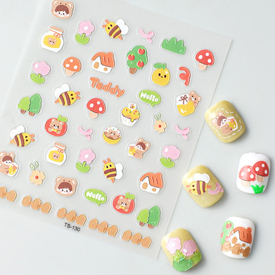 Accept Mix Designs Αυτοκόλλητα νυχιών Kiki 5D για κορίτσια Αυτοκόλλητα μανικιούρ Αξεσουάρ νυχιών τέχνη με ανάγλυφα Συμβουλές για ολίσθηση